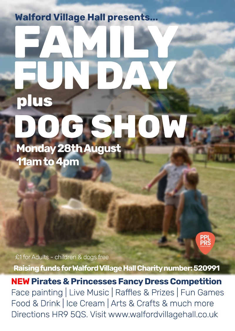 family fun day poster walford village hall ross on wye 2023