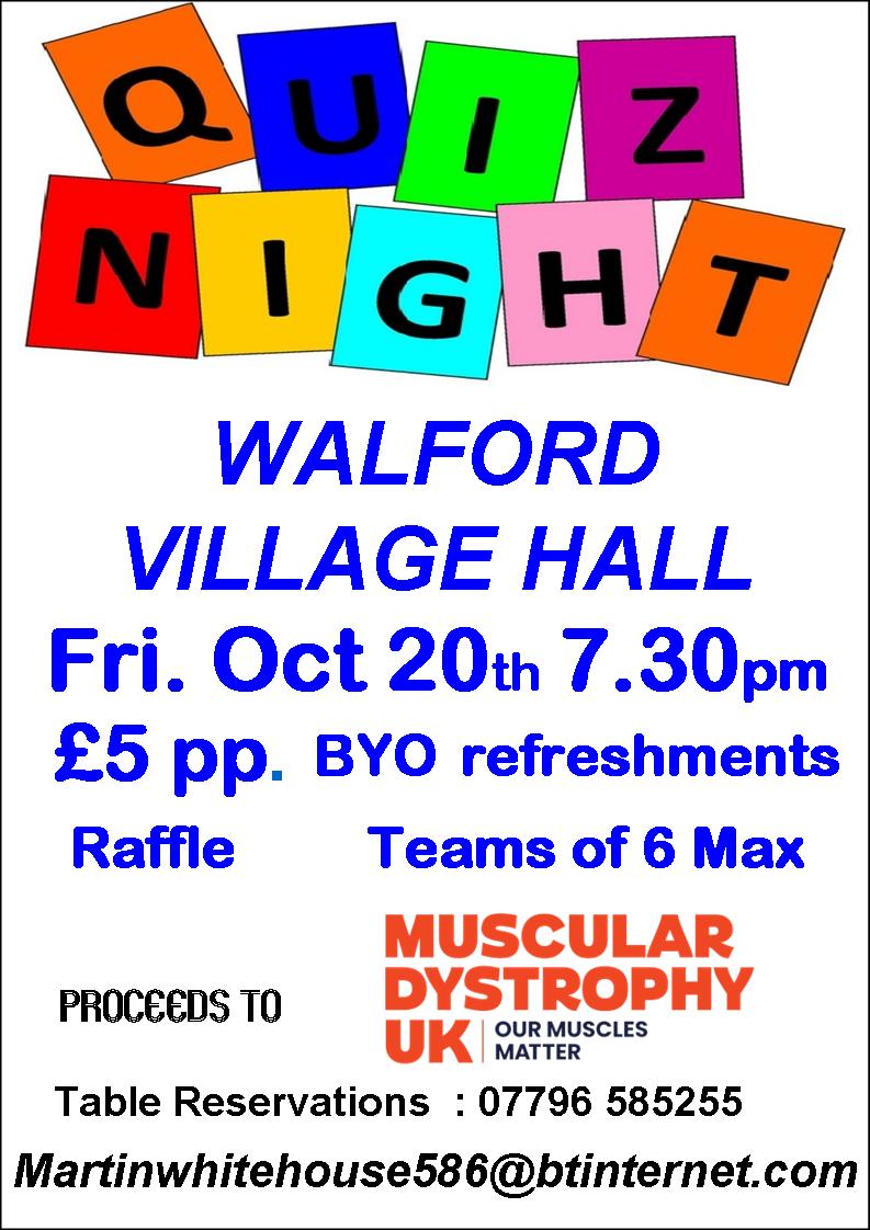 quiz night Walford village hall near ross-on-wye