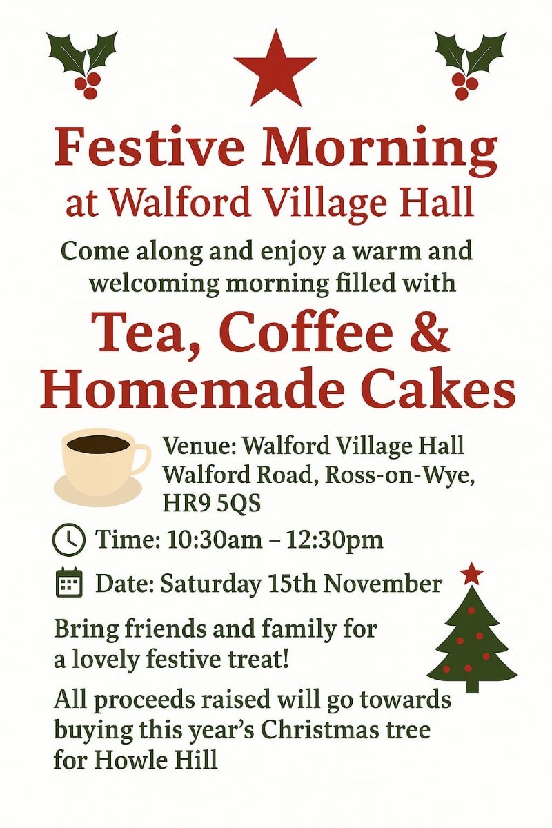 Festive Coffee Morning at Walford Village Hall